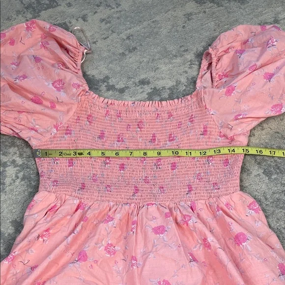 LoveShackFancy x Target Simone Smocked Tiered Floral Midi Dress Pink Sz M - Picture 8 of 15